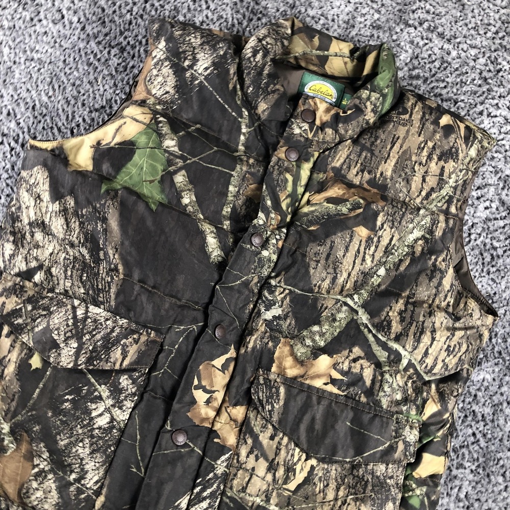 Cabela's Vest‎ Kids Large Brown Camo Quilted Goose Down Hunting Outdoor Warm